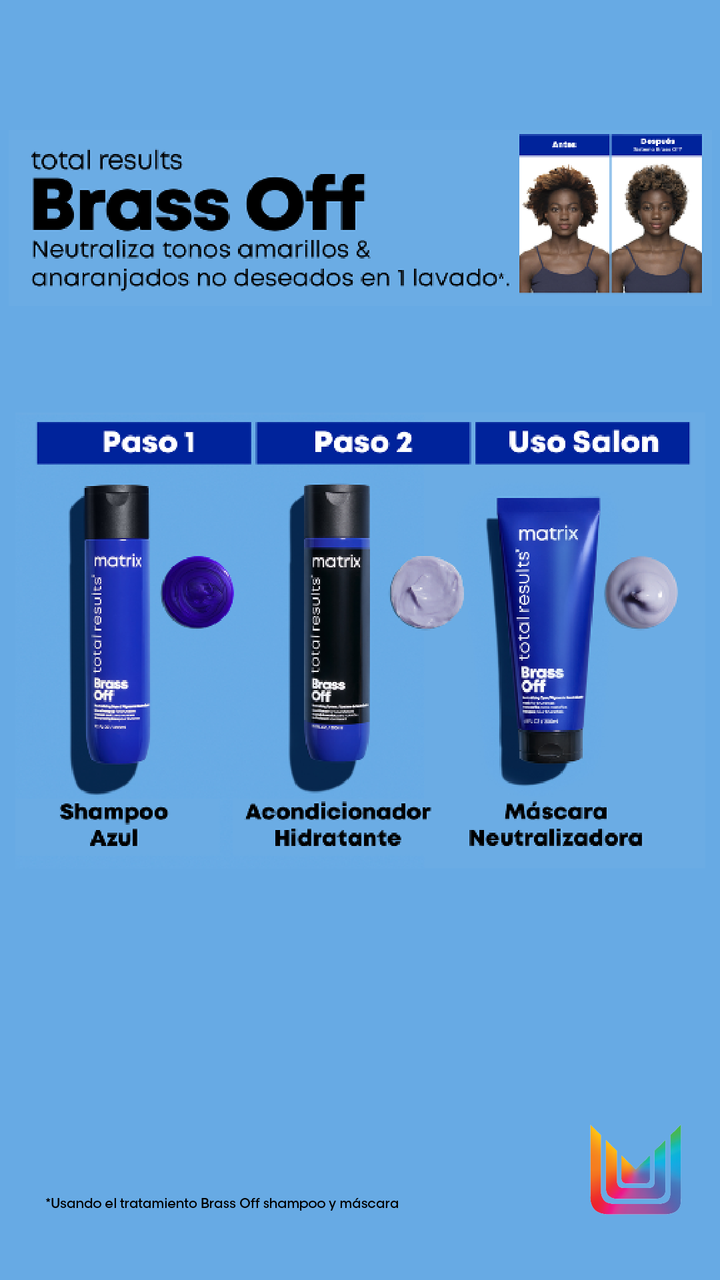 BRASS OFF, CUIDADO DEL COLOR, ACONDICIONADOR AZUL 1000 ml