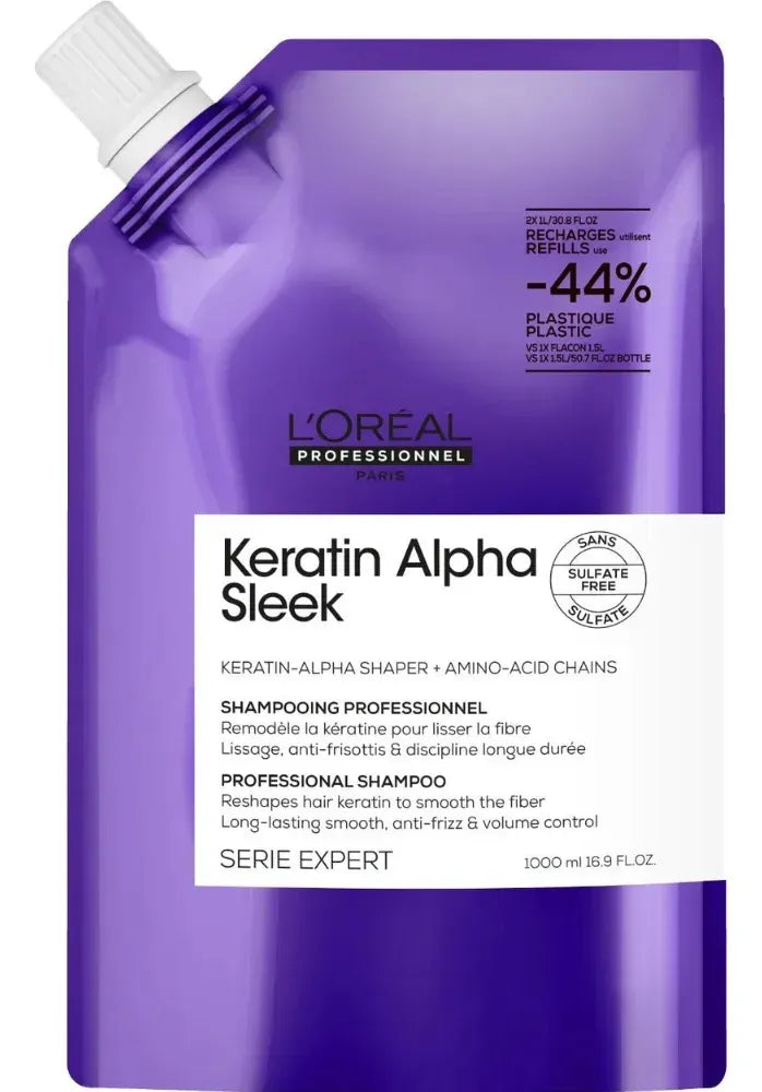 SERIE EXPERT, KERATIN ALPHA SLEEK, SHAMPOO REFILL 1000ml