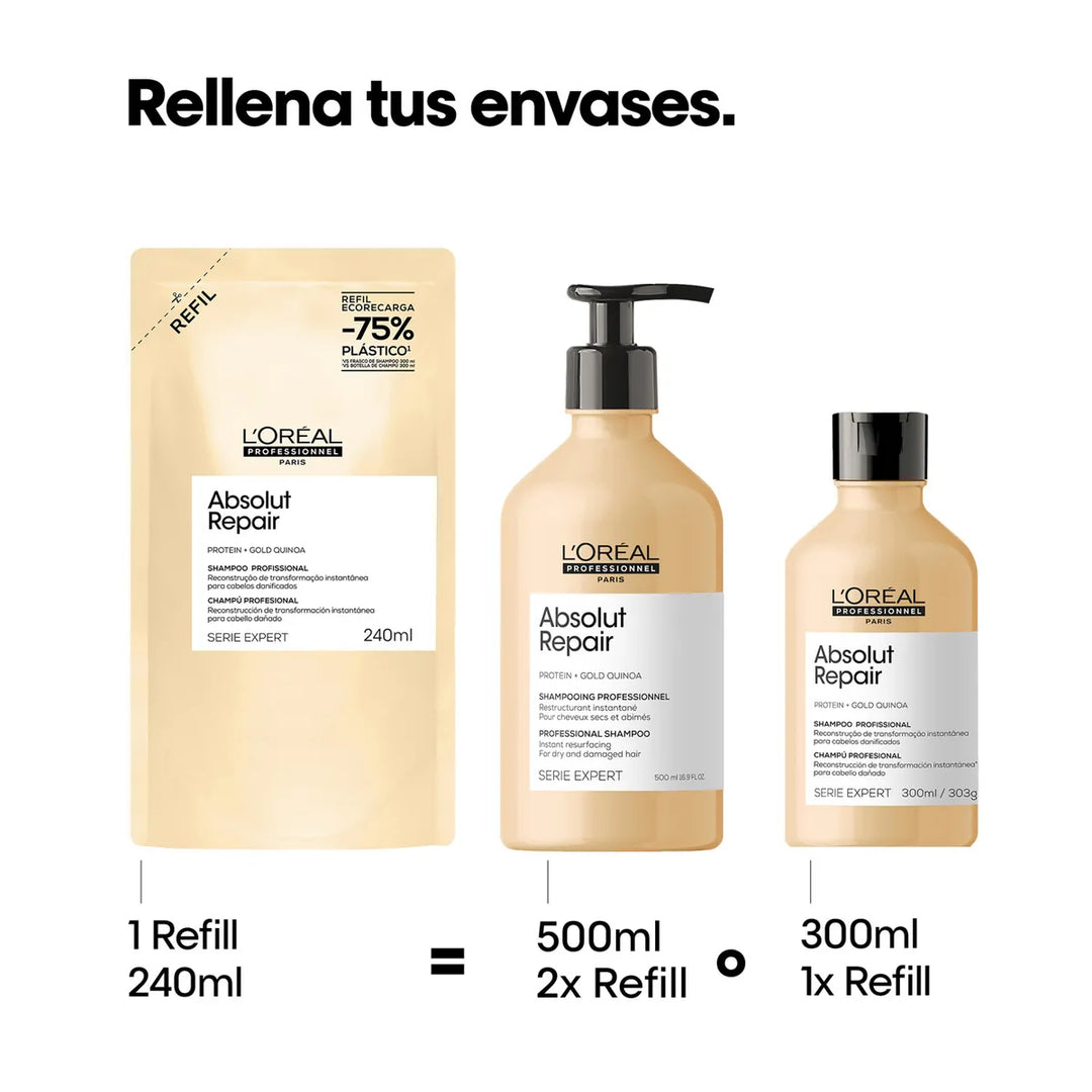 SERIE EXPERT, ABSOLUT REPAIR, SHAMPOO 240ml REFILL
