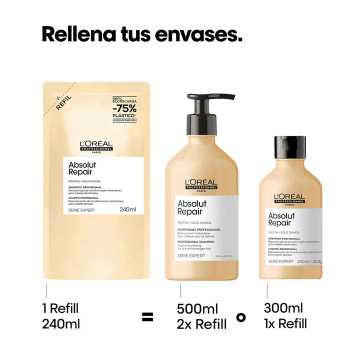 SERIE EXPERT, ABSOLUT REPAIR, SHAMPOO 240ml REFILL