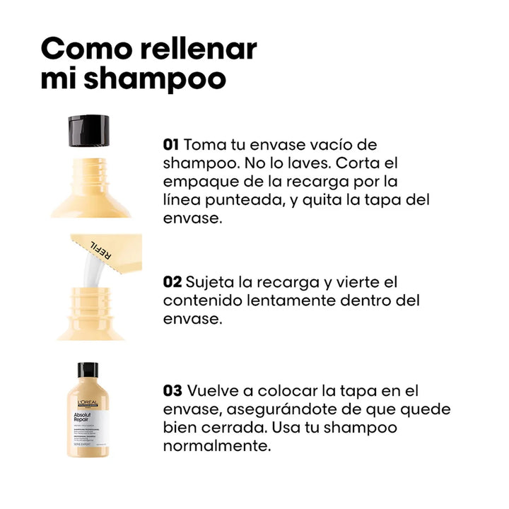 SERIE EXPERT, ABSOLUT REPAIR, SHAMPOO 240ml REFILL