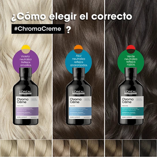 SERIE EXPERT, CHROMA CREME, SHAMPOO MATIZADOR AZUL 500ml